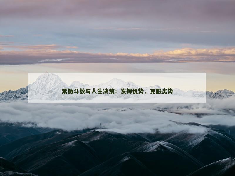 紫微斗数与人生决策:发挥优势,克服劣势 紫微斗数与人生决策:发挥优势,克服劣势