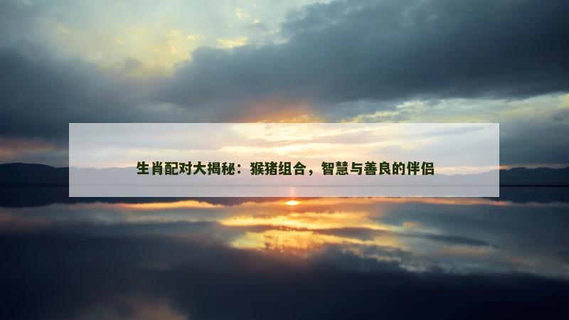 生肖配对大揭秘:猴猪组合,智慧与善良的伴侣